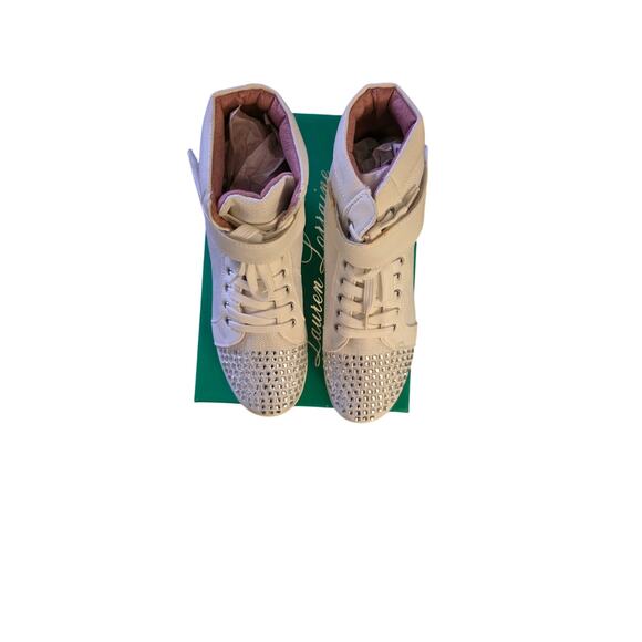 Lauren Lorraine Champ-Y / Charlie-Y White Studded High Top Sneakers 5 NIB - Picture 2 of 6
